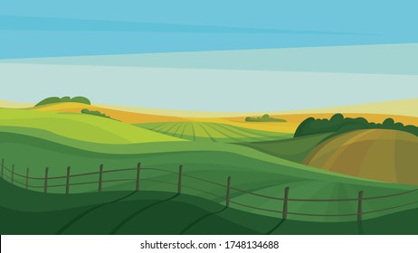 Beautiful agricultural fields. Summer nature scenery.