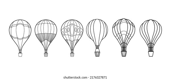 beautiful air balloon set in black and white 