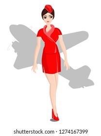 beautiful air hostess in uniform vector