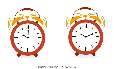 beautiful alarm clock. Alarm clock. Wake up timer clock. Morning timer clock cartoon design. Vector illustration