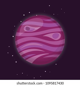 Beautiful alien planet in a dark starry sky