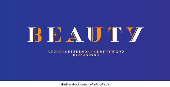 Beautiful alphabet serif bright decorative font, multi-colored lettering, letters A, B, C, D, E, F, G, H, I, J, K, L, M, N, O, P, Q, R, S, T, U, V, W, X, Y, Z and numerals 0, 1, 2, 3, 4, 5, 6, 7, 8, 9