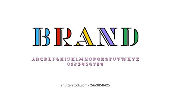 Schöne Alphabet Serif helle dekorative Schrift, klassische Schrift, Buchstaben A, B, C, D, E, F, G, H, I, J, K, L, M, N, O, P, Q, R, S, T, U, V, W, X, Y, Z und Ziffern 0, 1, 2, 3, 4, 5, 6, 7, 8, 9, vect