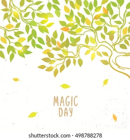Beautiful and amazing autumn tree. Vector illustration