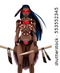 Beautiful amazon warrior. Vector illustration, isolated character