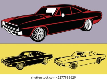 Beautiful american muscle car in vector design