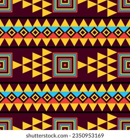 Beautiful ancient colombian indigenous geometrical seamless pattern with dark violet at background