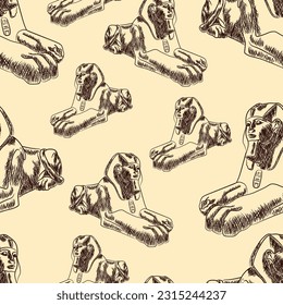 Beautiful ancient egypt sphinx seamless pattern