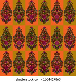 a beautiful ancient Indian seamless vector pattern. mandala style abstract design. can be used for textile, wrapping, clothing, carpet, cover, business greetings. floral paisley ornament pattern.