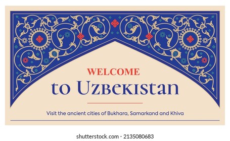 Beautiful ancient uzbek ornament. Border