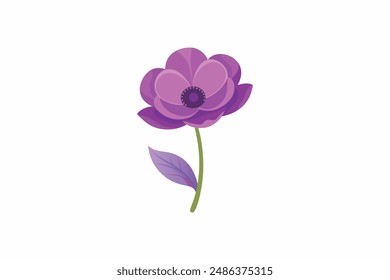 Beautiful Anemone purple flower vector art illustration