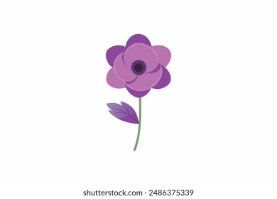 Beautiful Anemone purple flower vector art illustration