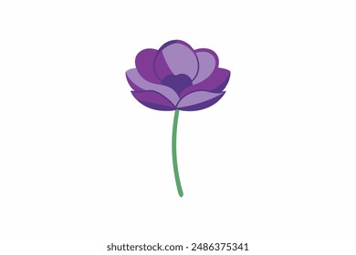 Beautiful Anemone purple flower vector art illustration