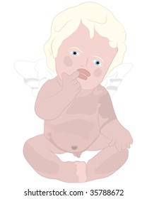 Beautiful angel boy for design use. Vector illustration.