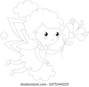 Beautiful angel coloring page for kids