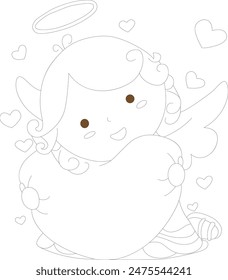 Beautiful angel coloring page for kids