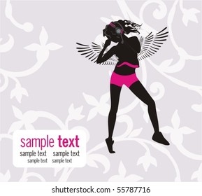 Beautiful angel, Floral background