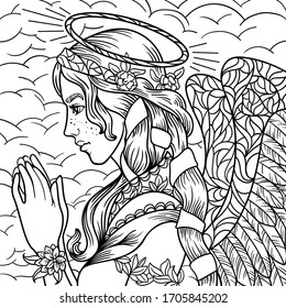  Beautiful angel girl coloring book for adults