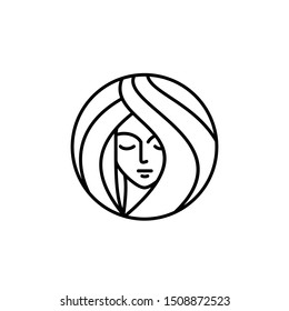 Beautiful Angel Outline Vector Logo Design