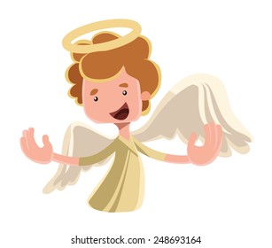 Beautiful angel spreading wings vector illustration cartoon character