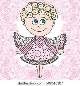 Beautiful angel. Vector illustration.