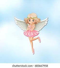 Beautiful angel with wings in the sky illustration