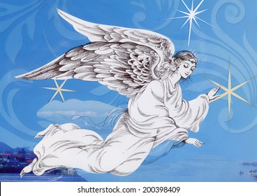 Beautiful angel with wings vector