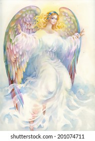 Beautiful angel with wings vector