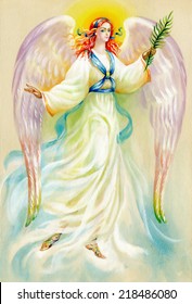 Beautiful angel with wings vector illustration