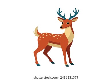 Beautiful animal deer vector art illustration 