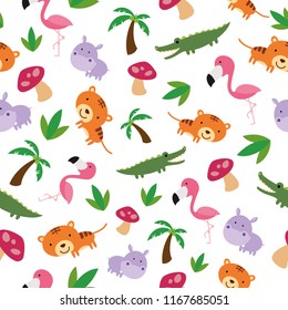 Beautiful animal with Seamless Floral pattern design