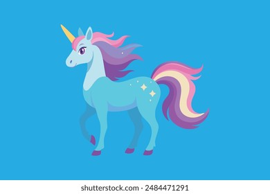 Beautiful animal unicorn with horn vector artwork illustration 