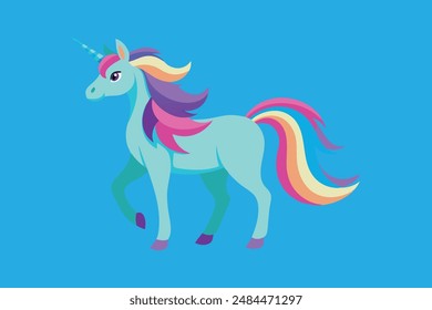 Beautiful animal unicorn with horn vector artwork illustration 