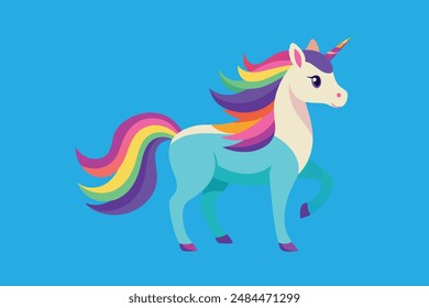 Beautiful animal unicorn with horn vector artwork illustration 