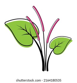 Beautiful animated flower icon clip art with leaf and outline cartoon vector symbol design image