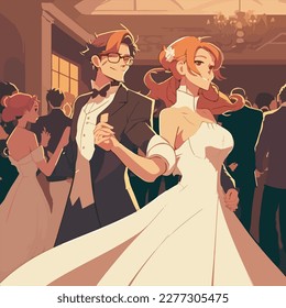 A beautiful anime couple Dancing
