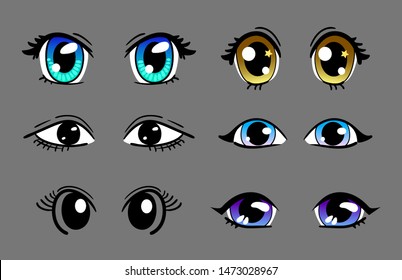 
Beautiful anime eyes. Vector set.