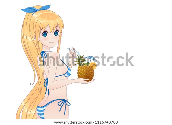 Image Vectorielle De Stock De Belle Manga Animé Fille En