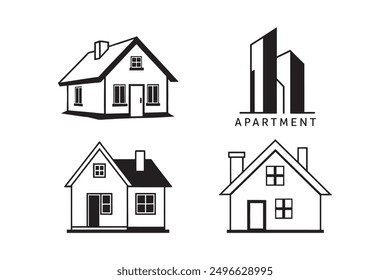 Hermoso conjunto de iconos de Vector de apartamentos