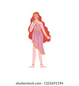 Beautiful Aphrodite Olympian Greek Goddess, Ancient Greece Mythology Hero Vector Illustration