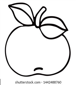 Beautiful apple. Black and white vector for card or gift, for coloring.