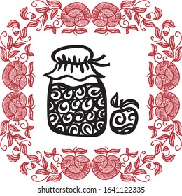 Beautiful apple jam. Vector illustration