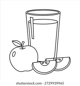 Una hermosa ilustración de jugo de manzana Vector para colorear