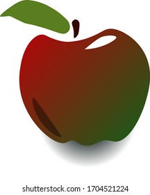 
hermosa manzana con sombra sobre fondo blanco