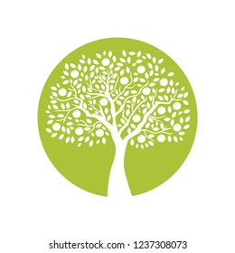beautiful apple tree, green logo icon