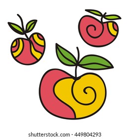 Beautiful apples. Vector illustration.