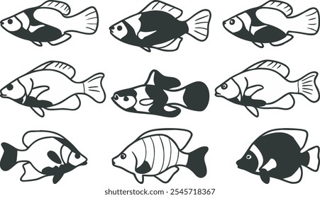 Beautiful aquarium fish with illustration