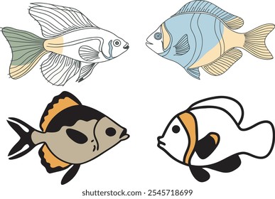 Beautiful aquarium fish with illustration