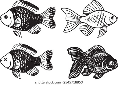 Beautiful aquarium fish with illustration