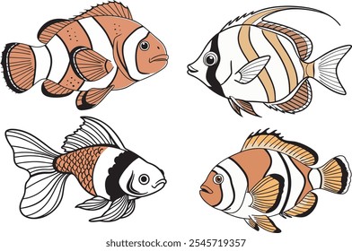 Beautiful aquarium fish with illustration